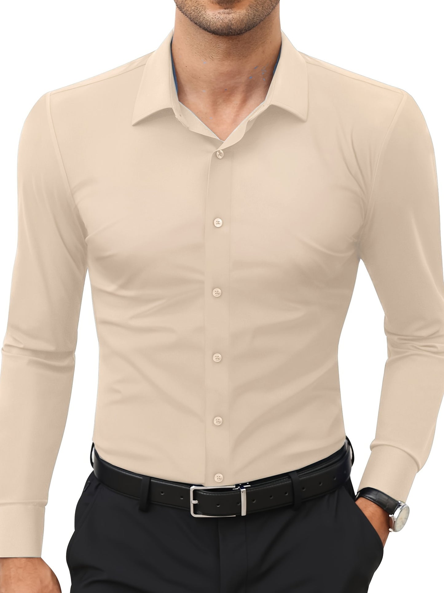 Basic Solid Men's Daily Stretch Formal Dress