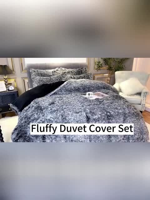 3Pcs/4Pcs Luxury Velvet Plush Duvet Cover Set - Ultra Soft, Zipper Closure, Machine Washable, Lightweight, Fantasy Solid Color Design - Queen Size, 1 Faux Fur Duvet Cover + 1/2 Pillow Cases + 1 Pillow Cover