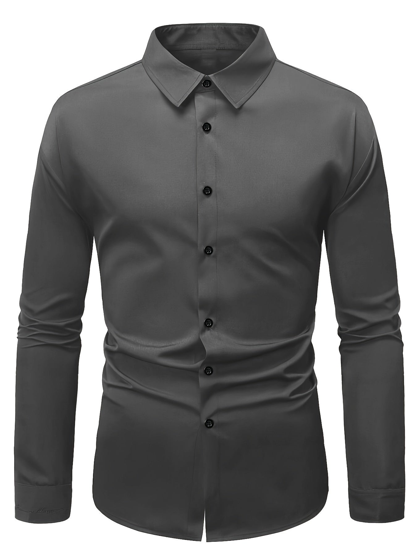 Long Sleeve Men's Solid Color Dress Shirts