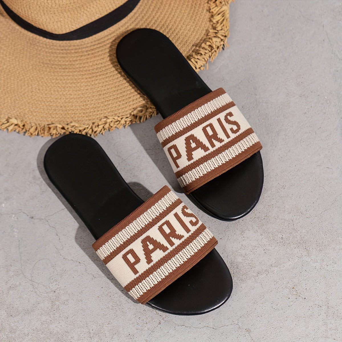 Womens Letter Print Slides - Ultra-Lightweight & Effortlessly Chic