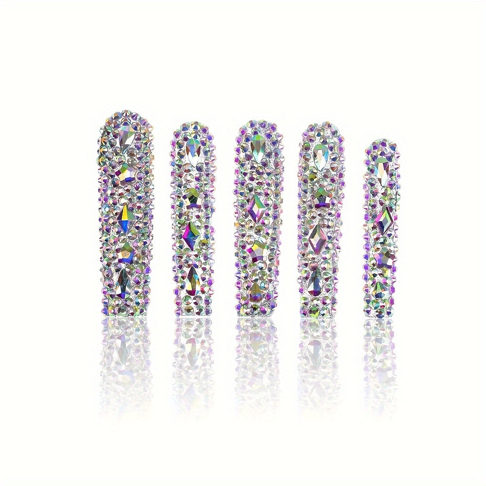 Full Long Square Handmade Press On Nails, 10PCS
