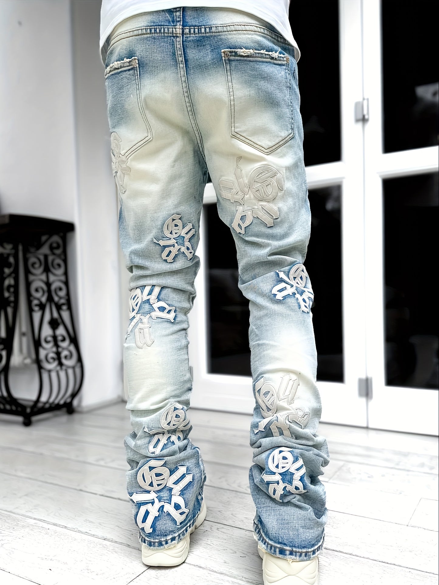 Men's Casual Letter Embroidery Jeans
