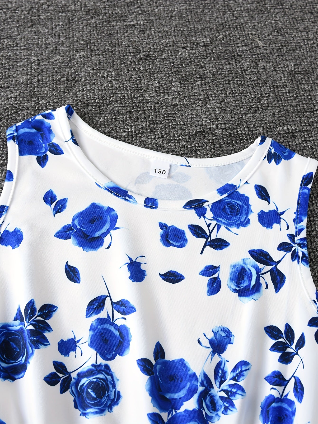 2 Piece Set Ruffle Decoration Cardigan Flower Print Sleeveless Dress