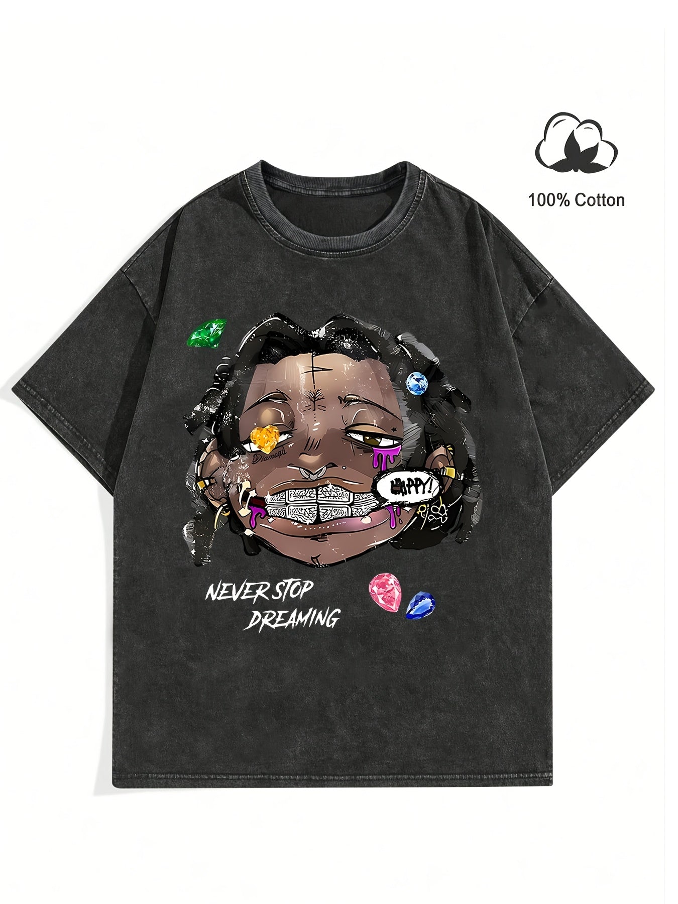Men's "Never Stop Dreaming" Cotton Tee with Bold Graphic Print