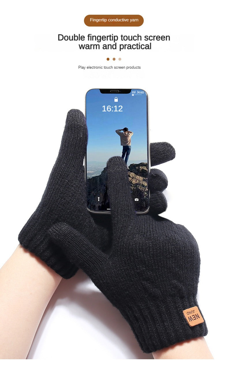 1 Pair of Ultra-Warm, Thick, and Plush Fleece Lined Touchscreen Gloves for Winter