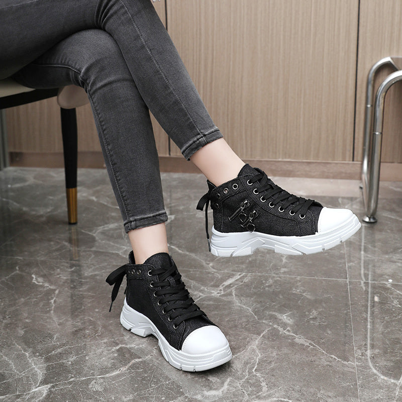 Womens Canvas Platform Sneakers