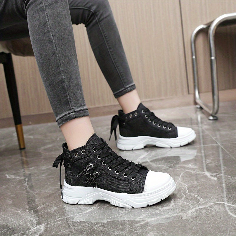 Womens Canvas Platform Sneakers