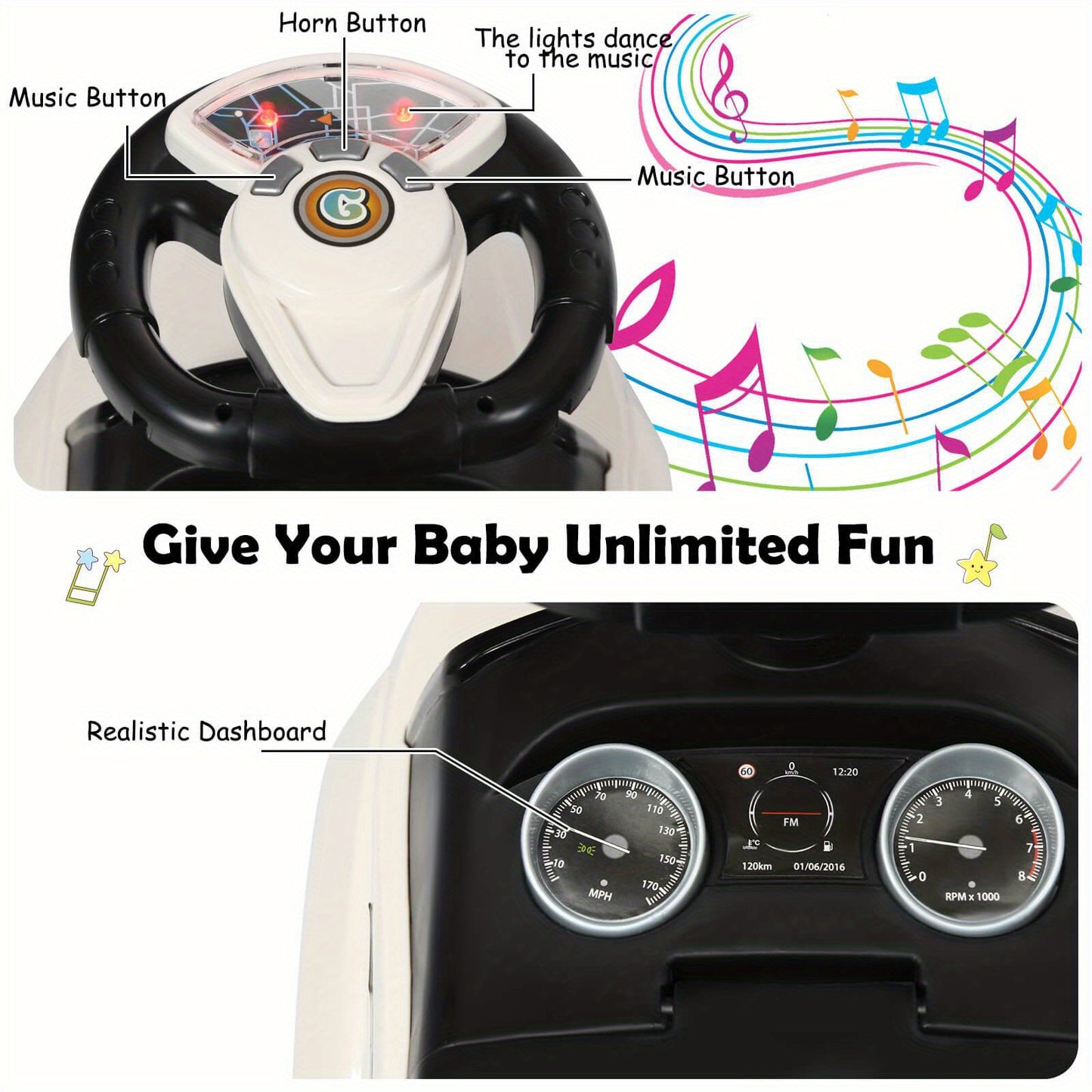 Costway 3-in-1 Toddler Ride-On Push Car Stroller