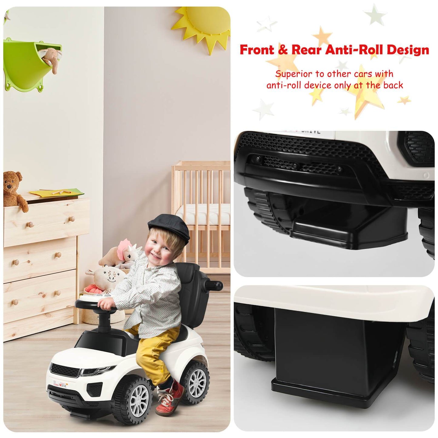 Costway 3-in-1 Toddler Ride-On Push Car Stroller