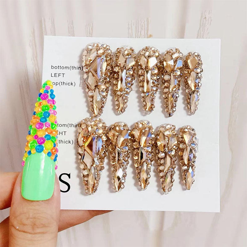 Luxurious 10PCS Golden Glitter Stiletto Press-On Nail Forms Set