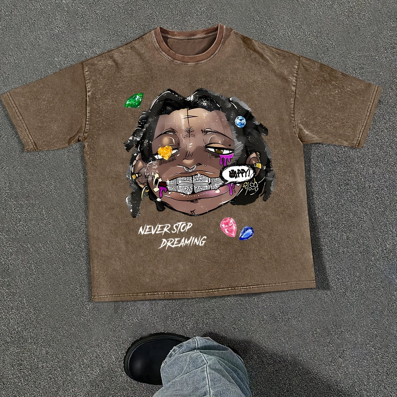 Men's "Never Stop Dreaming" Cotton Tee with Bold Graphic Print