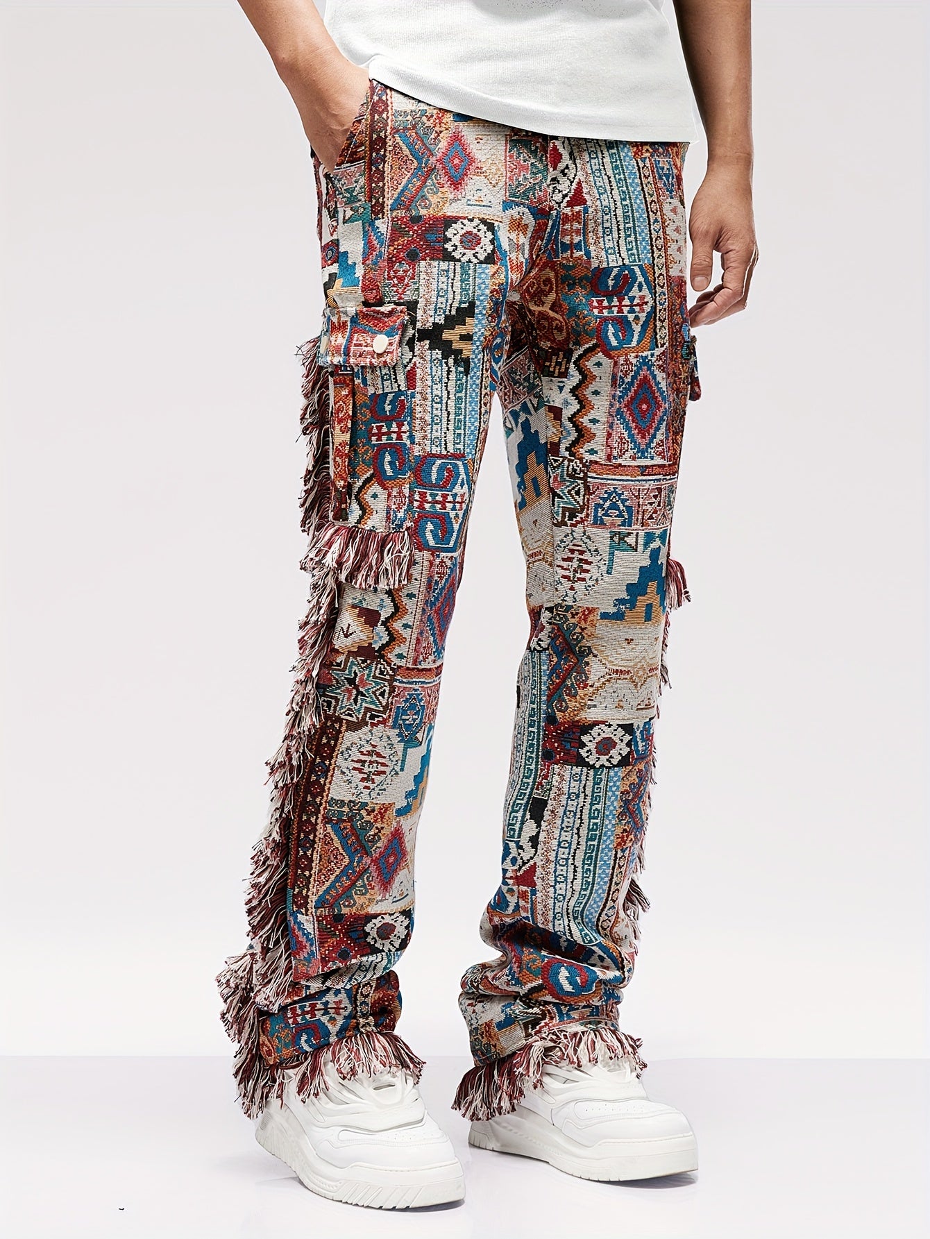 Vintage Butterfly Pattern Loose Straight Leg Long Pants