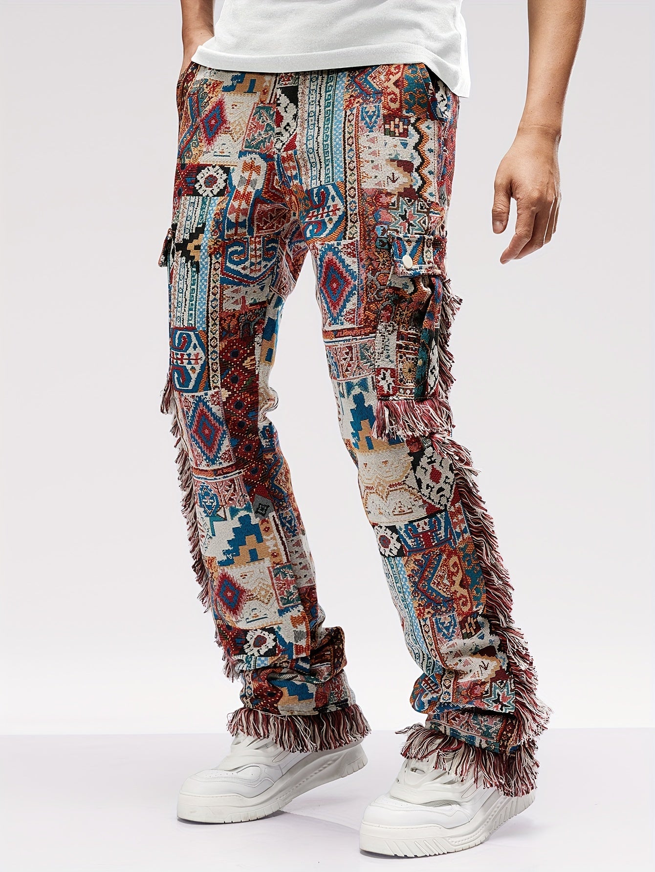 Vintage Butterfly Pattern Loose Straight Leg Long Pants