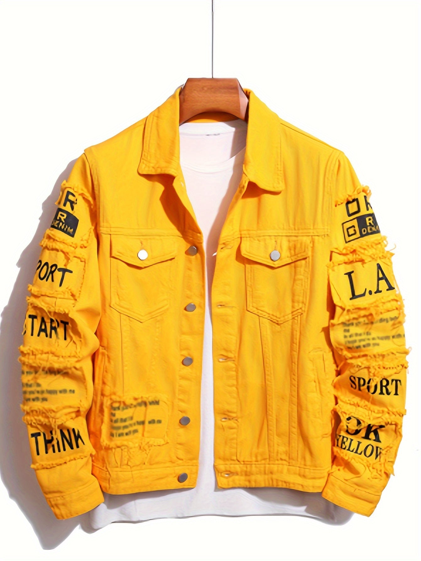 Mens Classic Lapel Collar Denim Jacket