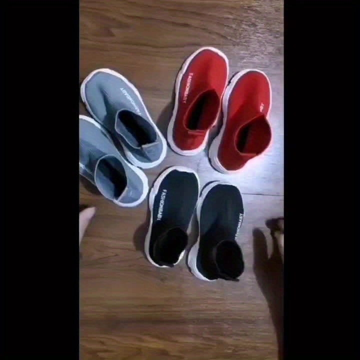 Boys Mid-Top Breathable Fabric Slip-On Sneakers