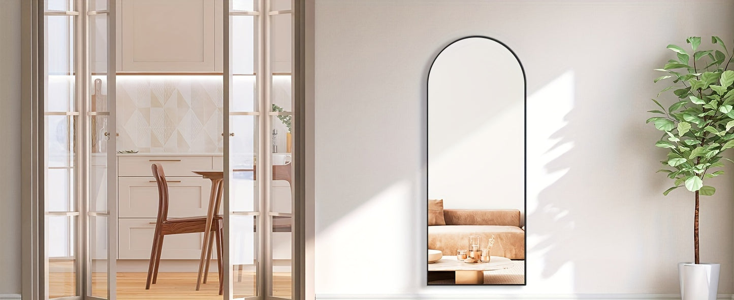 Arched Full Length Mirror, Full Body Mirror with Stand, Hanging or Leaning for Wall