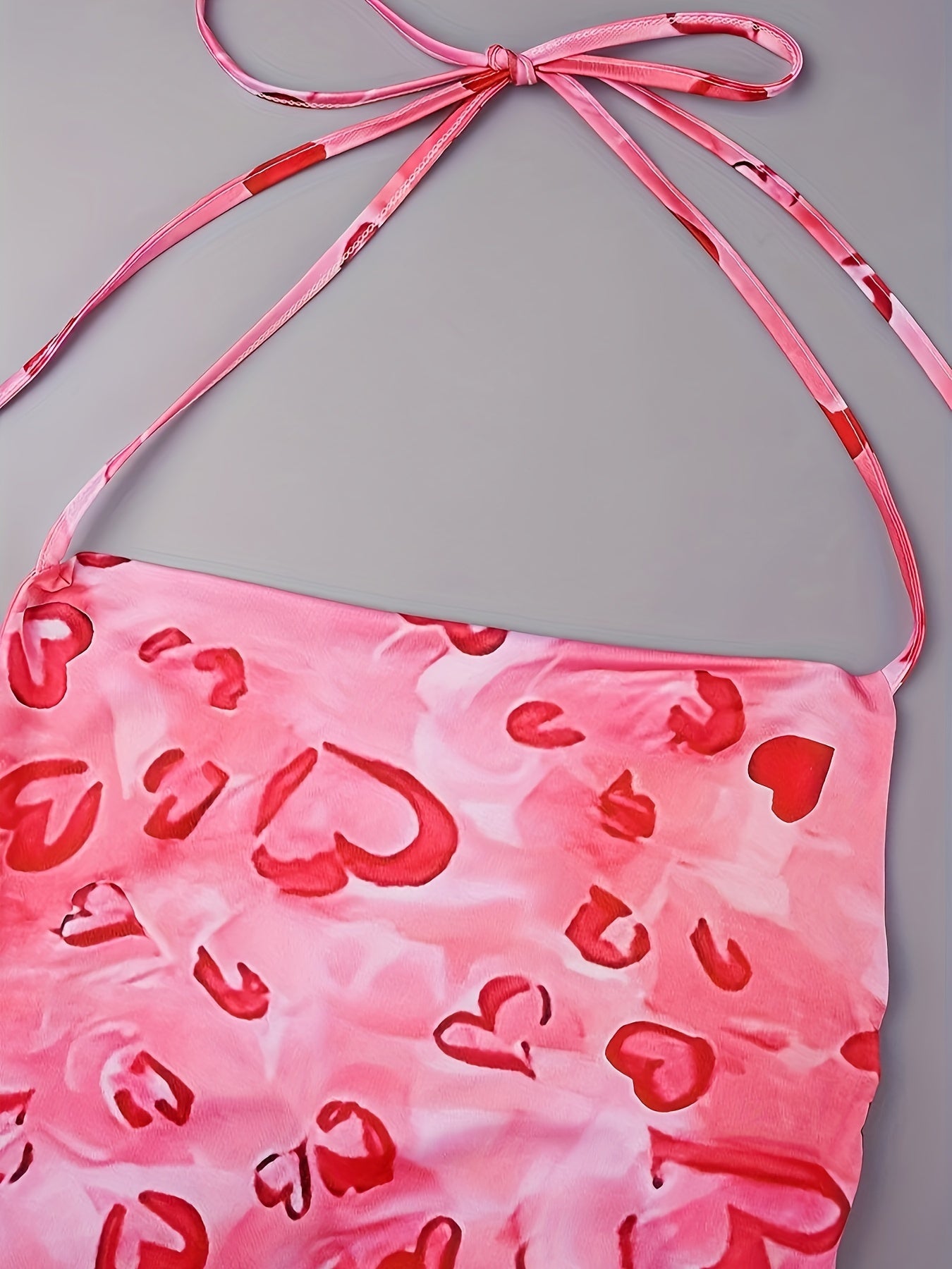 Valentine'S Day Pink Dress with Full Print of Love Flowers