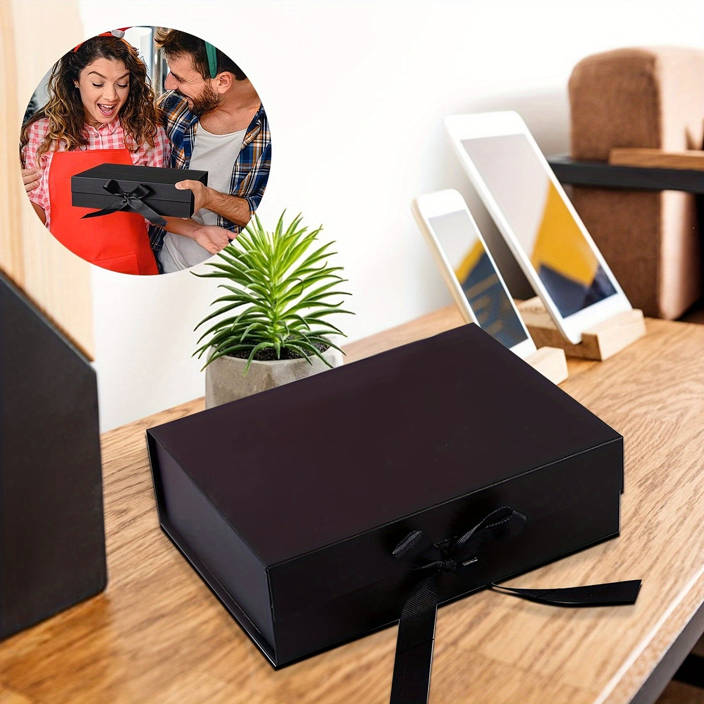 1pc Foldable Gift Box with Ribbon and Lid