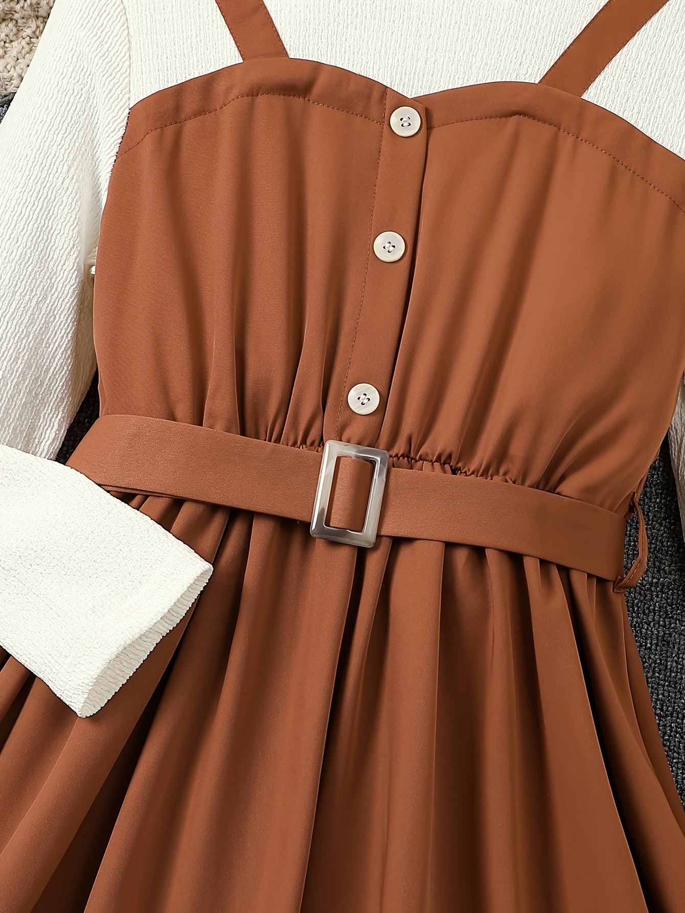 Girls Elegant Long Sleeve Peplum Dress