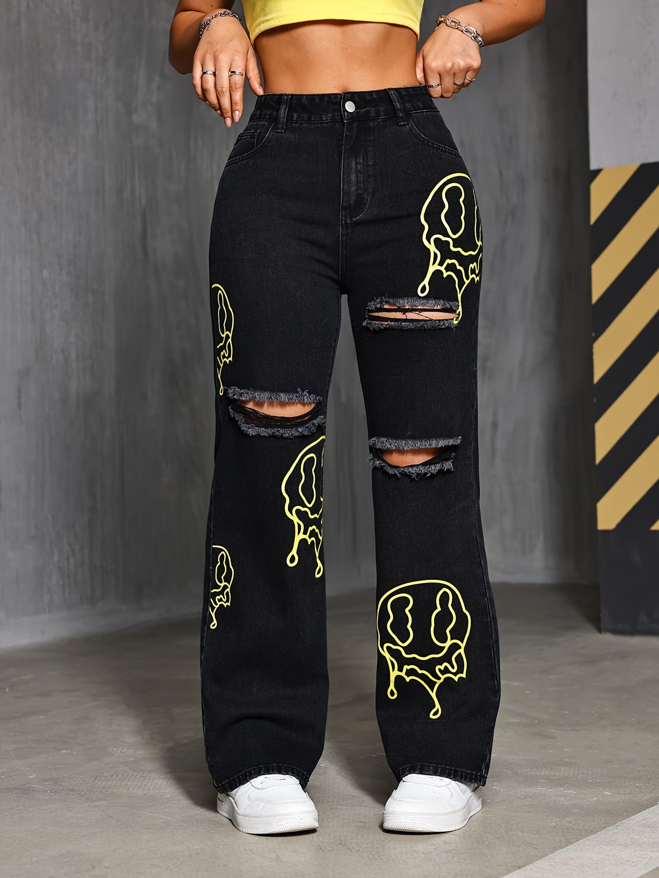 Long Length High Waist Street Style Jeans