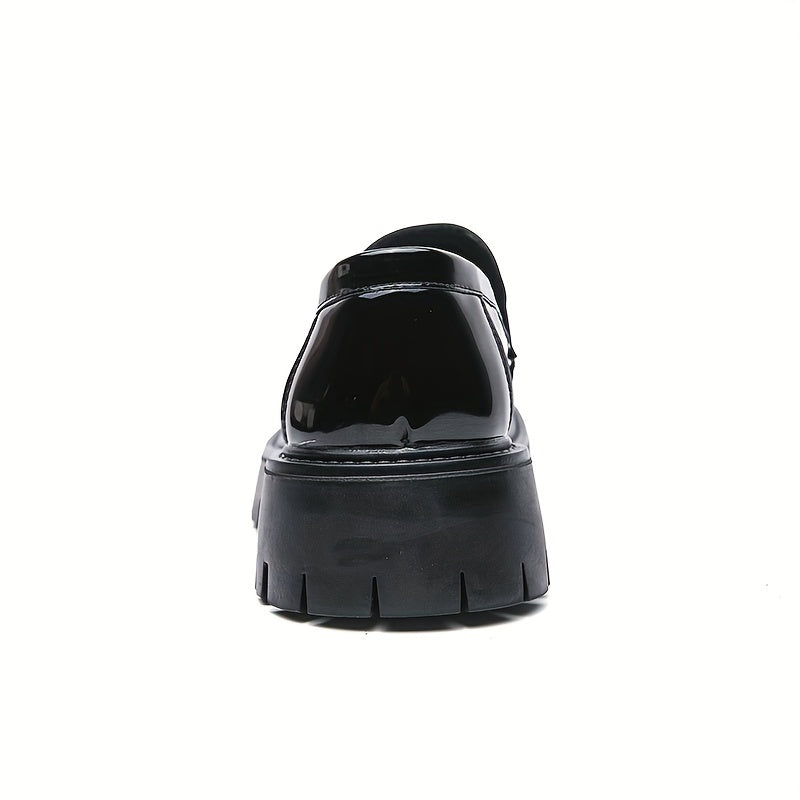 Stylish Elevated Faux Leather Loafers