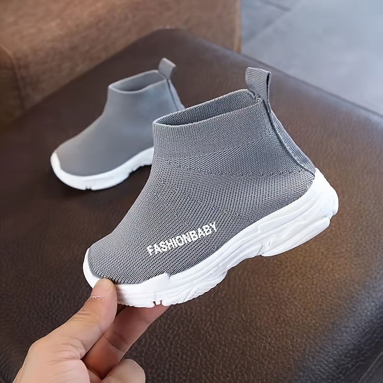 Boys Mid-Top Breathable Fabric Slip-On Sneakers