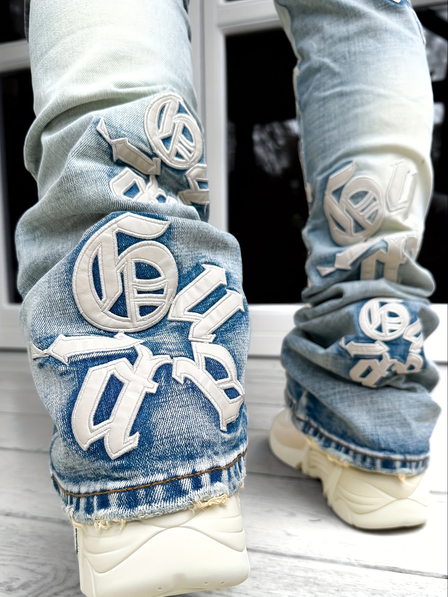 Men's Casual Letter Embroidery Jeans