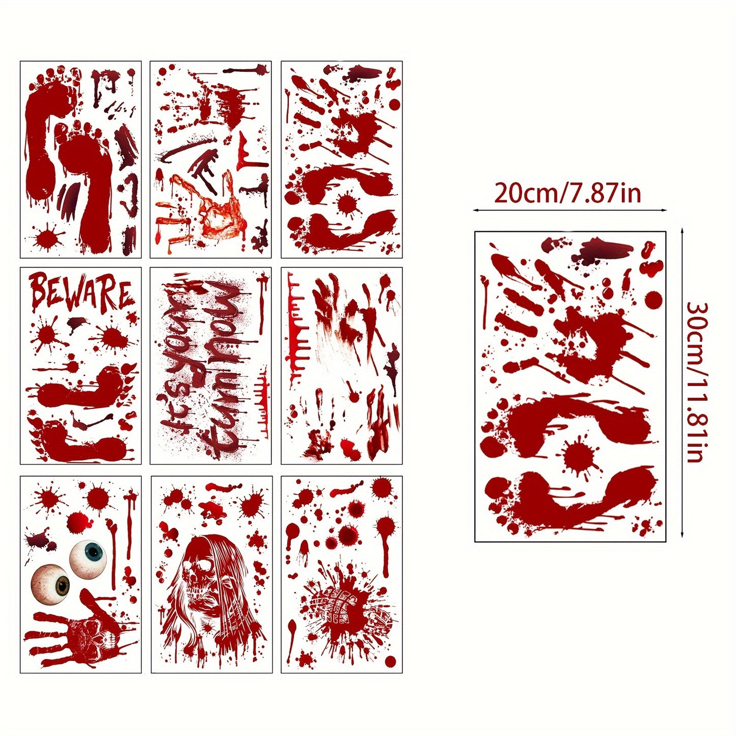 84-Piece Anime Horror Themed Halloween Window Clings Kit