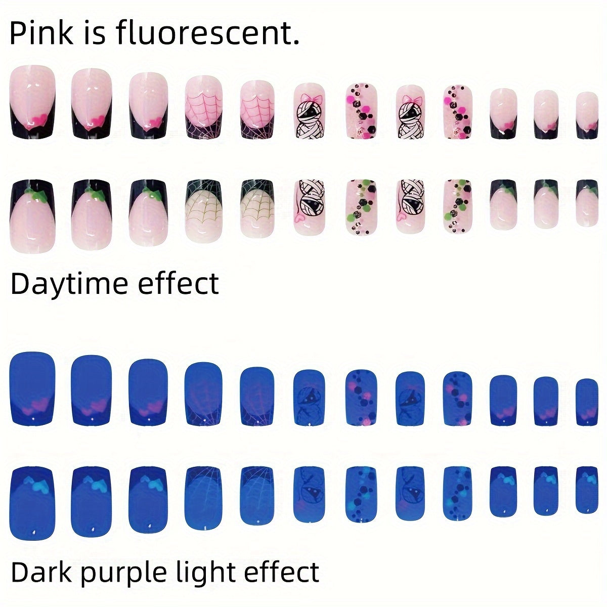 24pcs Glow-in-the-Dark Short Square Full Cover Acrylic False Nails