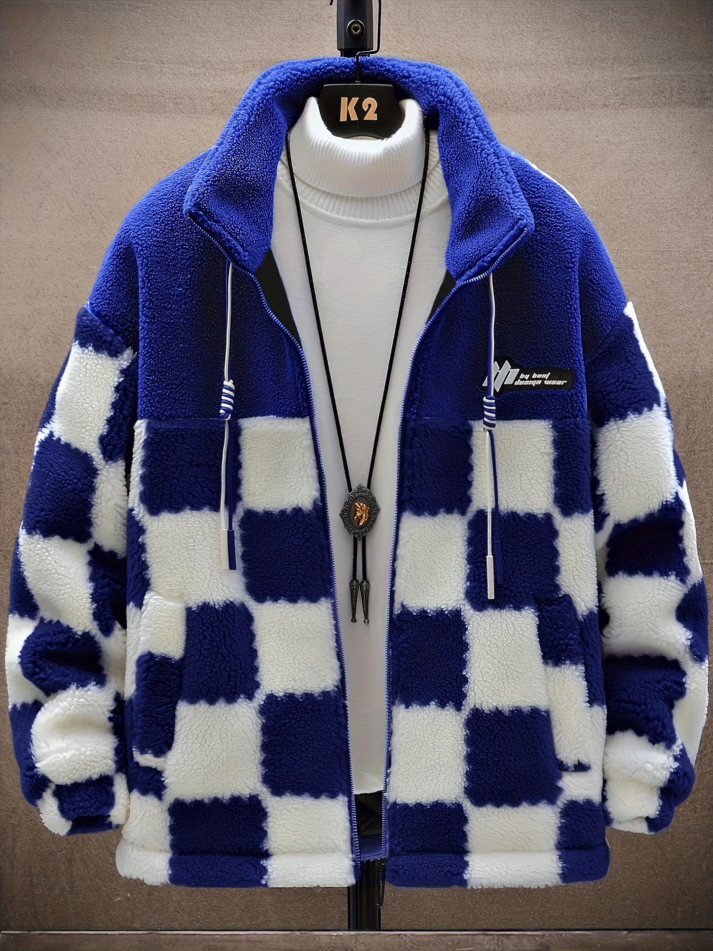 Thick Plaid Lambswool Jacket with Polar Fleece Lining