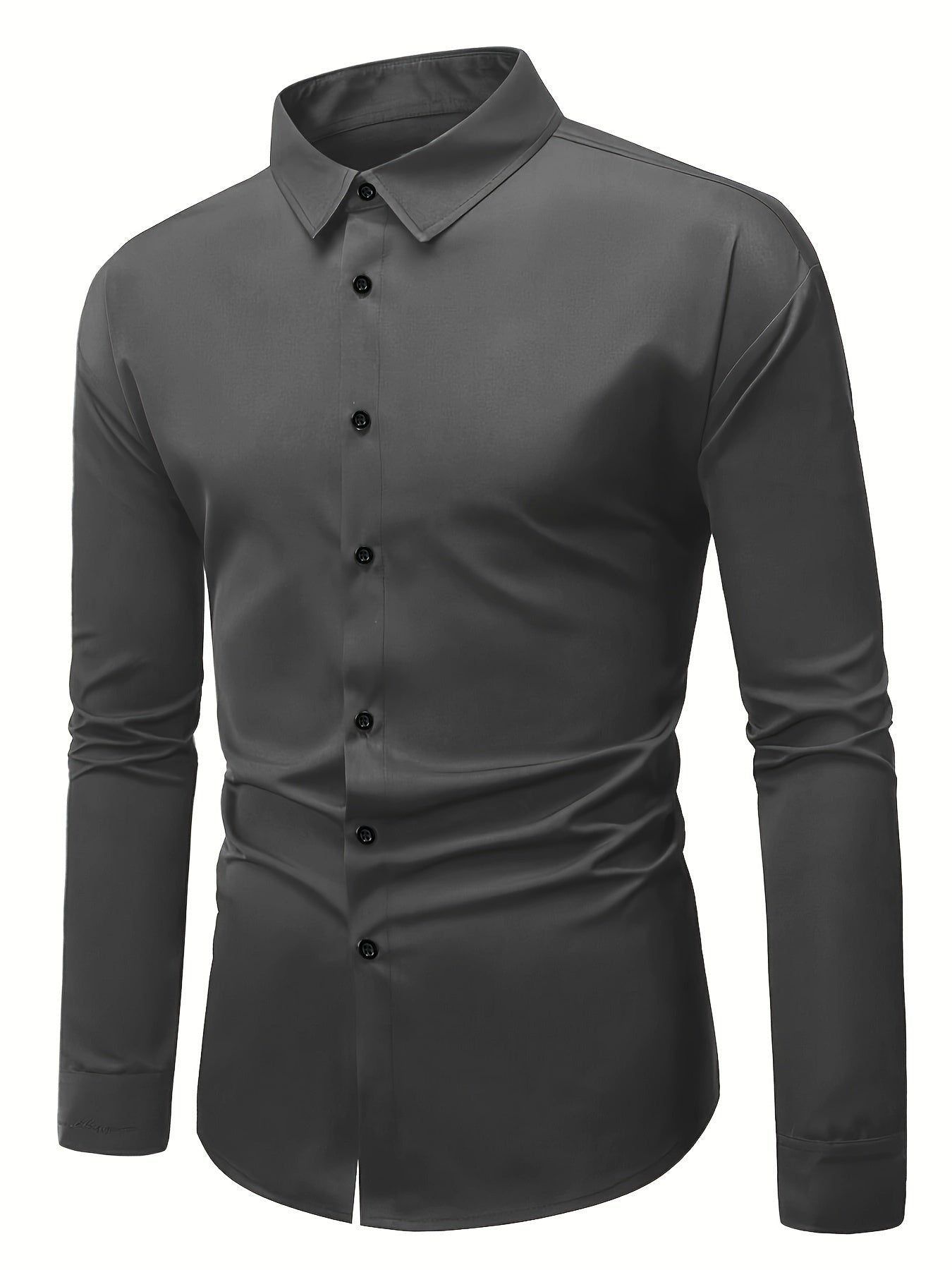 Long Sleeve Men's Solid Color Dress Shirts