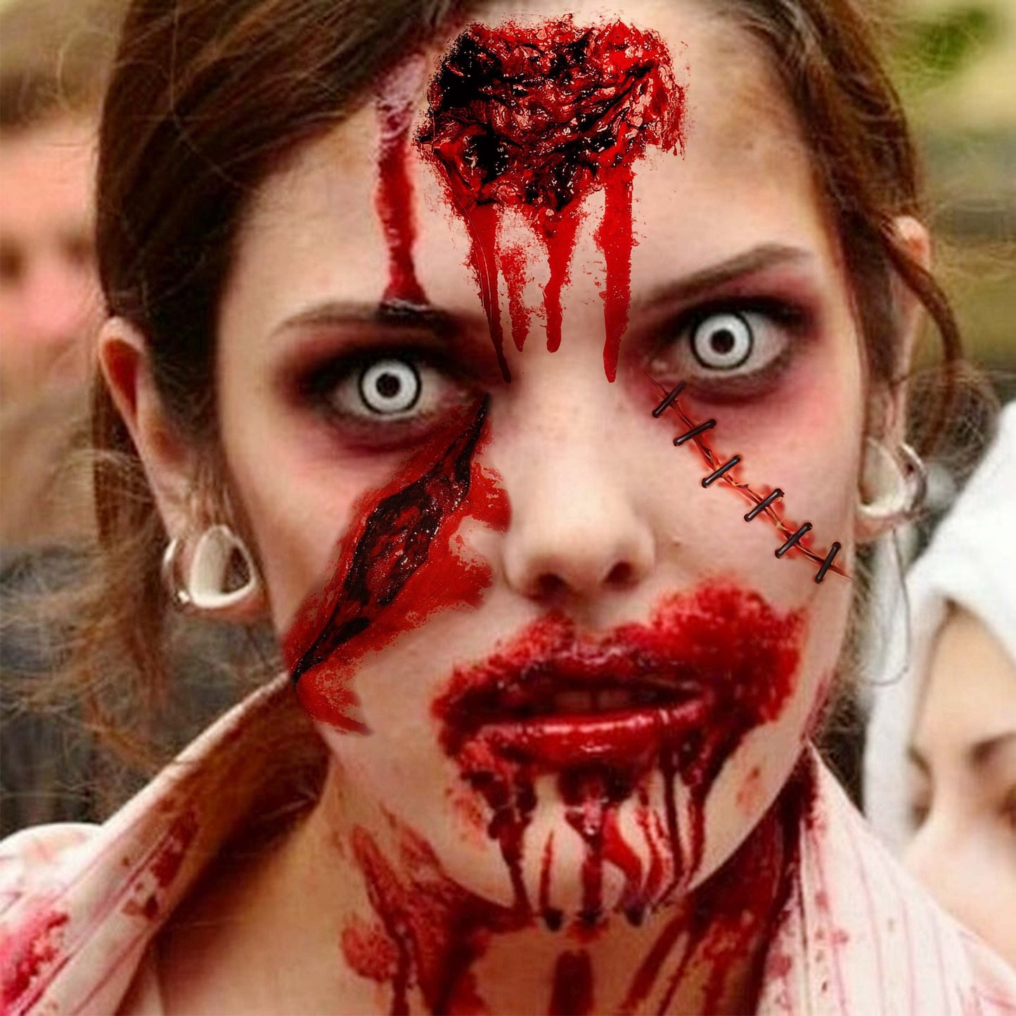 8 Sheets of Realistic Oblong-Shaped Halloween Fake Scar