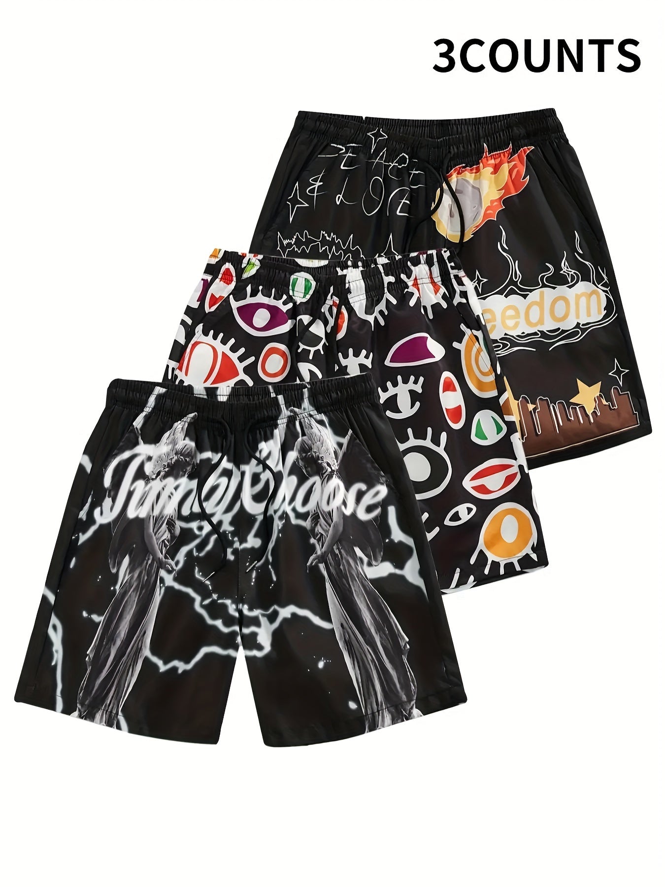 3-Pack Set of Men's Fashion Board Shorts