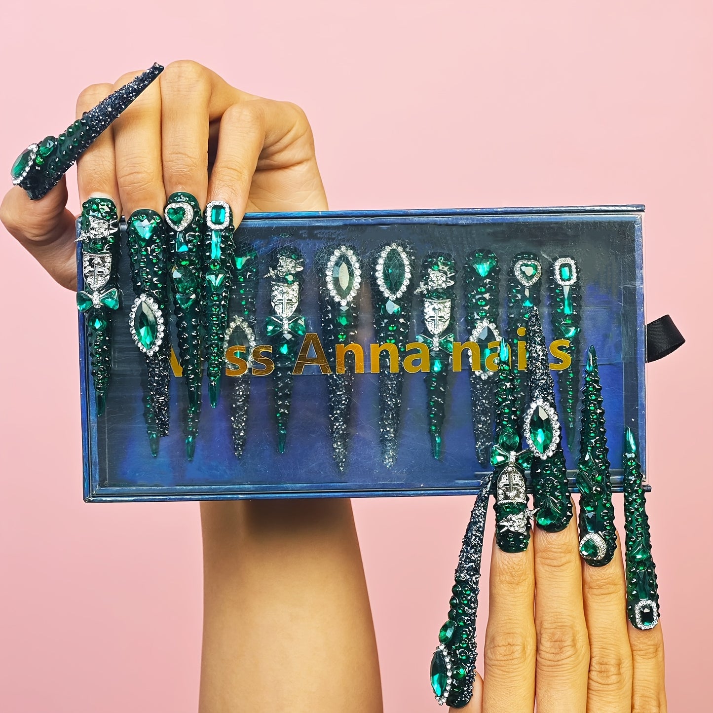 Rhinestone Ice Water Dripping Nails