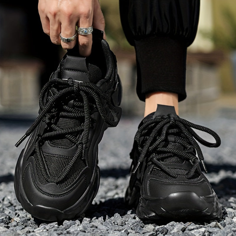 Mens Fashion-Forward Lace-up Chunky Sneakers