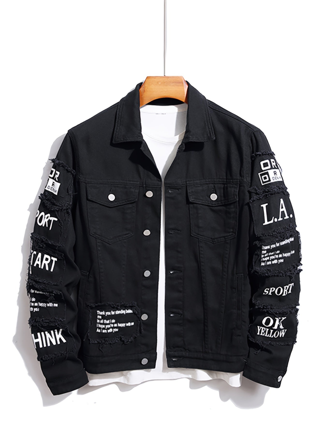 Mens Classic Lapel Collar Denim Jacket