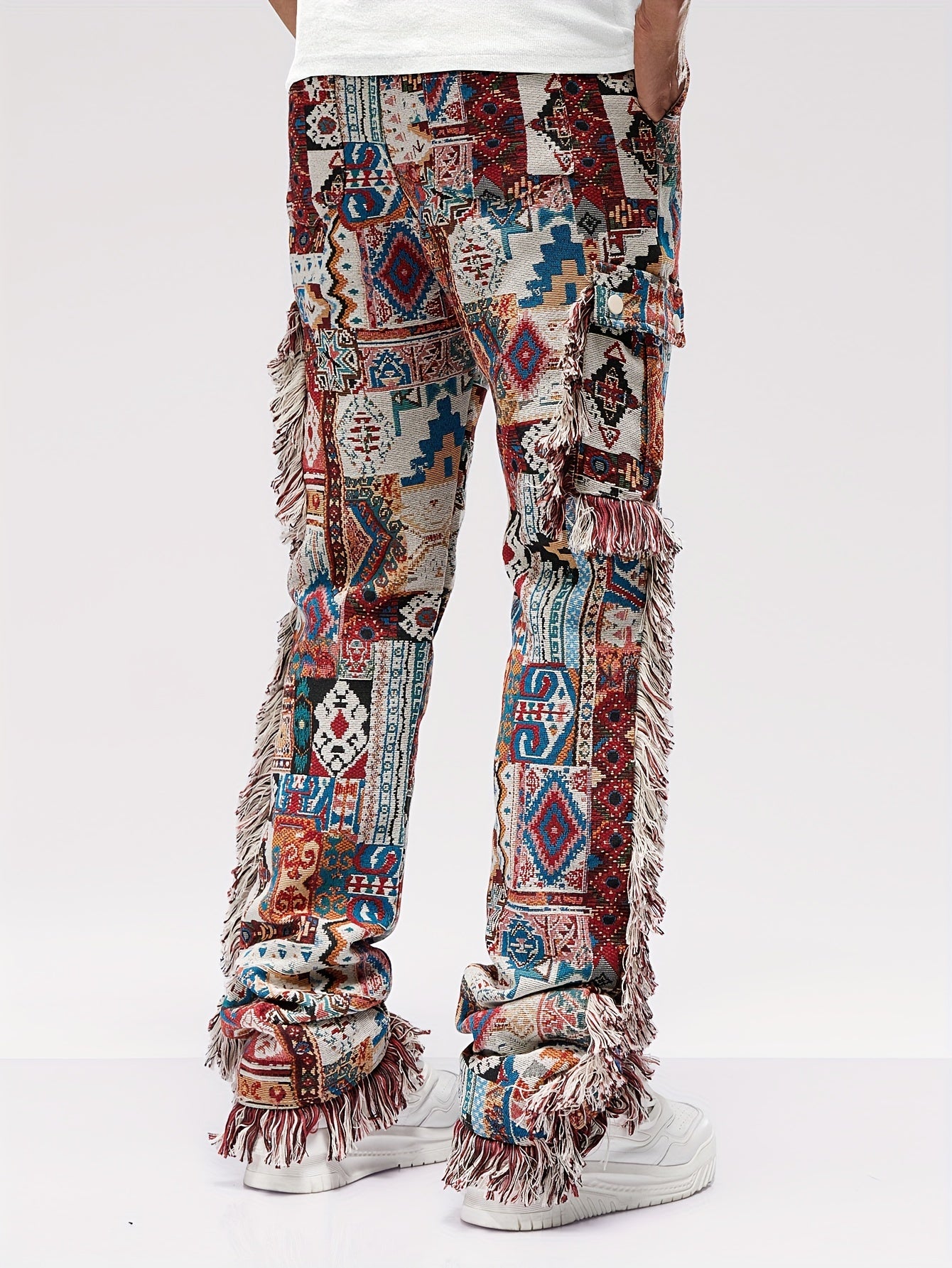 Vintage Butterfly Pattern Loose Straight Leg Long Pants