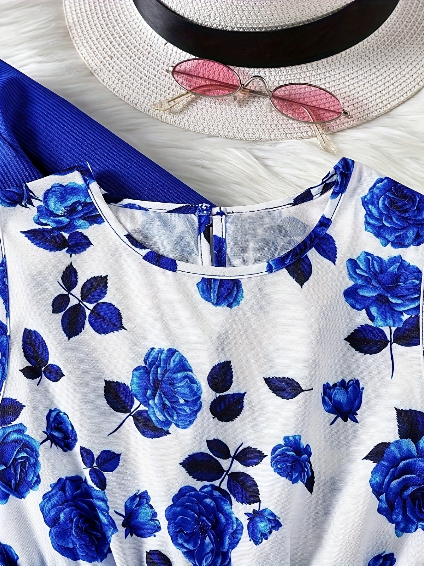 2 Piece Set Ruffle Decoration Cardigan Flower Print Sleeveless Dress