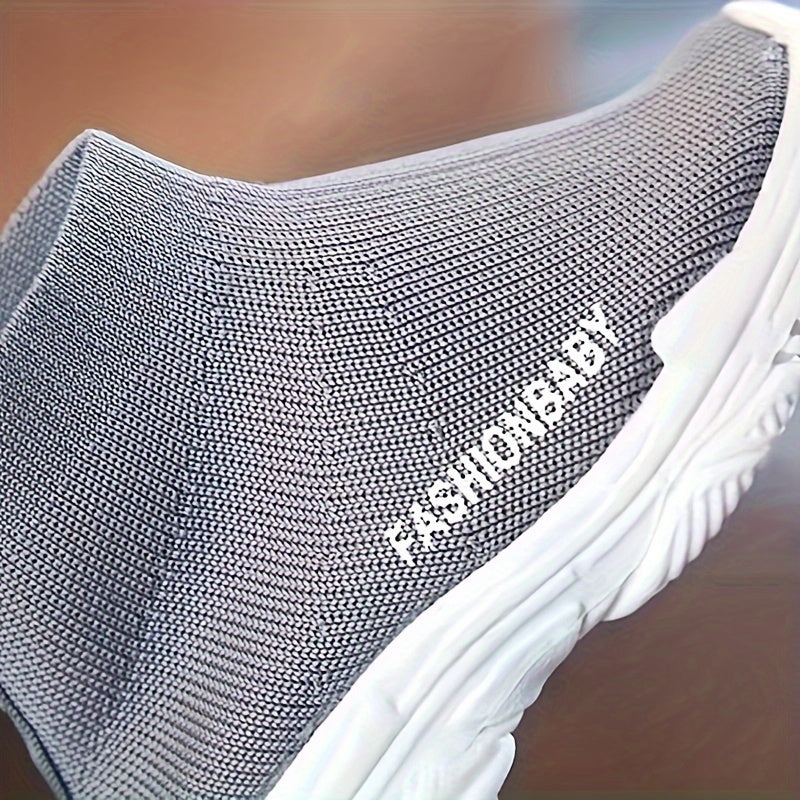 Boys Mid-Top Breathable Fabric Slip-On Sneakers