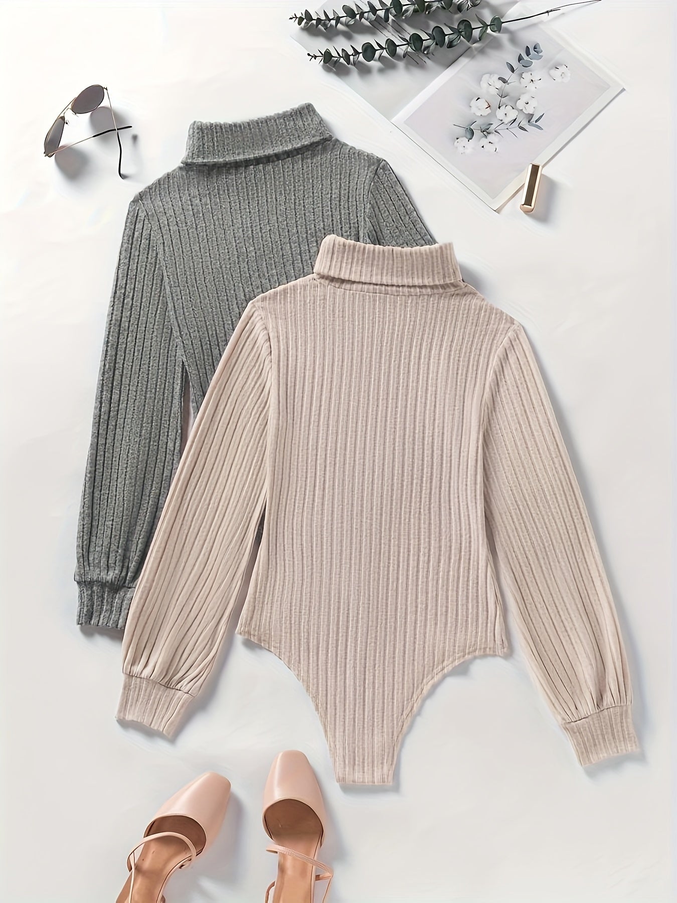 2 Pack Solid Color Ribbed Bodysuit
