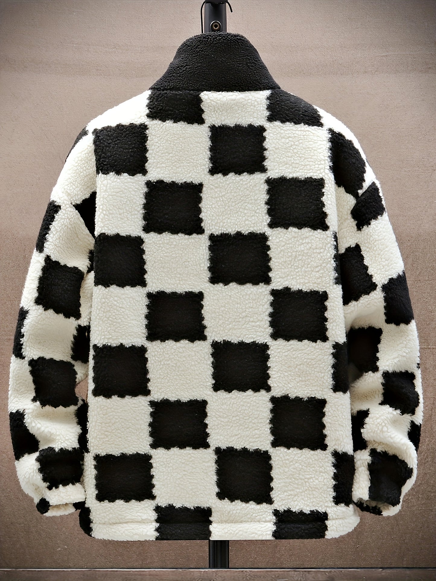 Thick Plaid Lambswool Jacket with Polar Fleece Lining