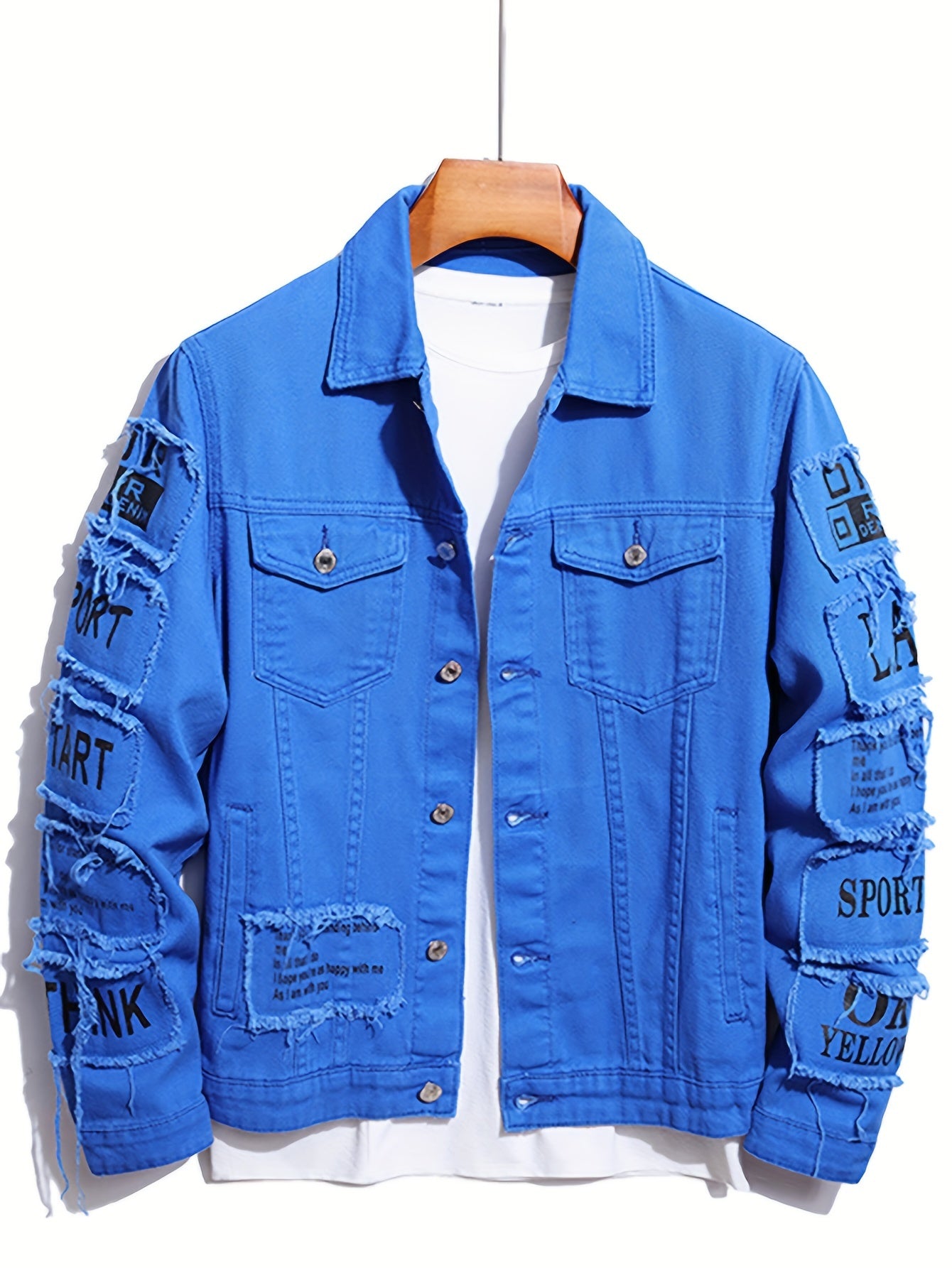 Mens Classic Lapel Collar Denim Jacket