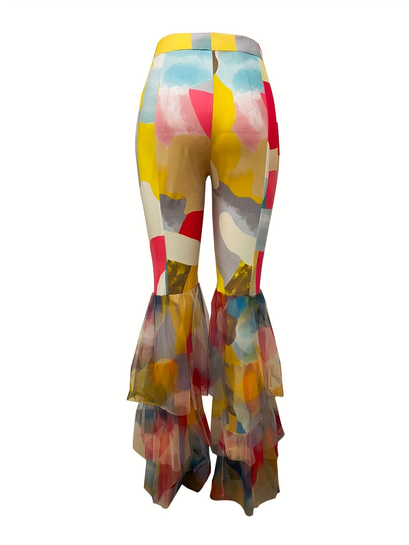 Geo Print Ruffle Hem Pants