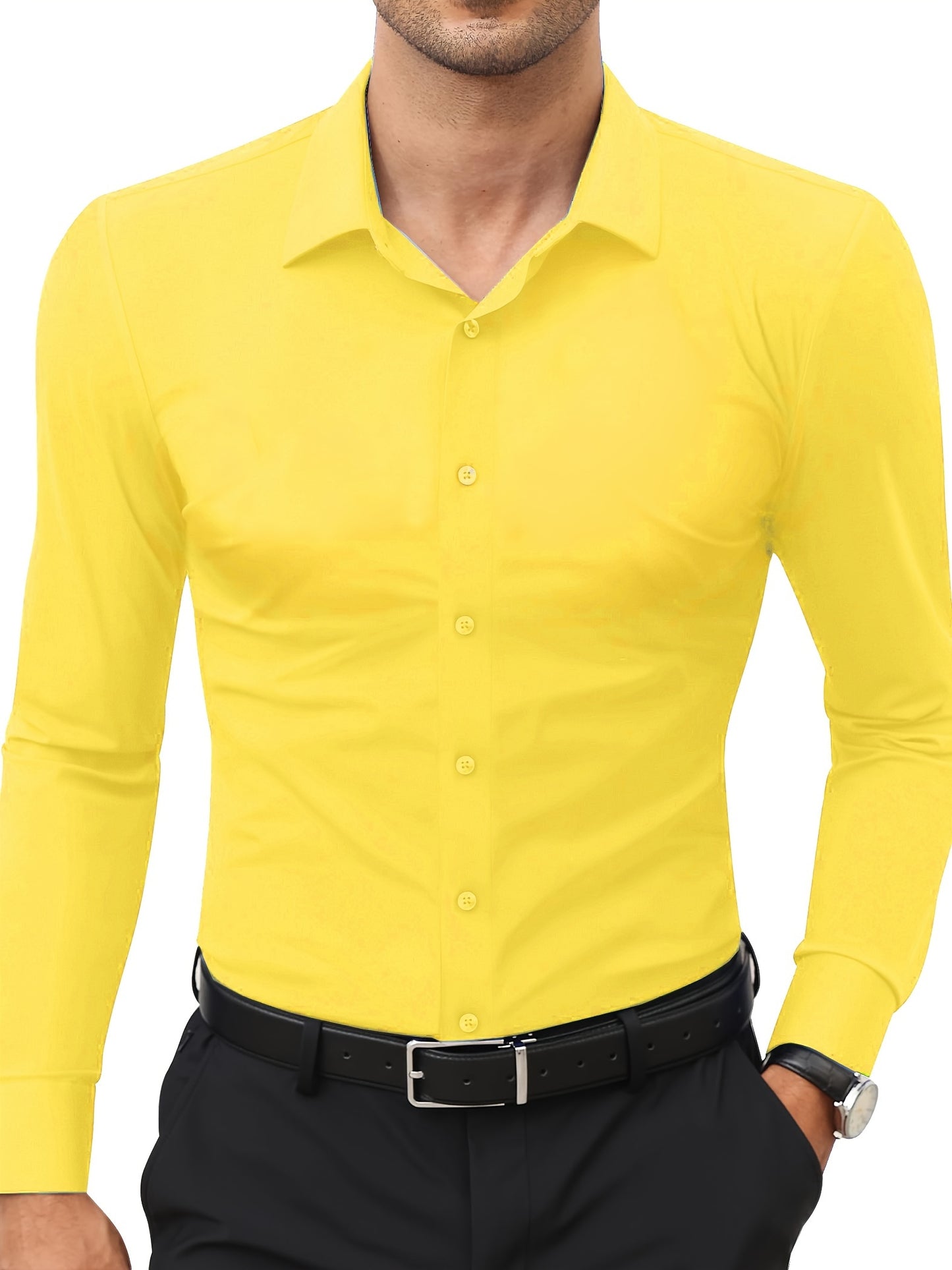 Basic Solid Men's Daily Stretch Formal Dress