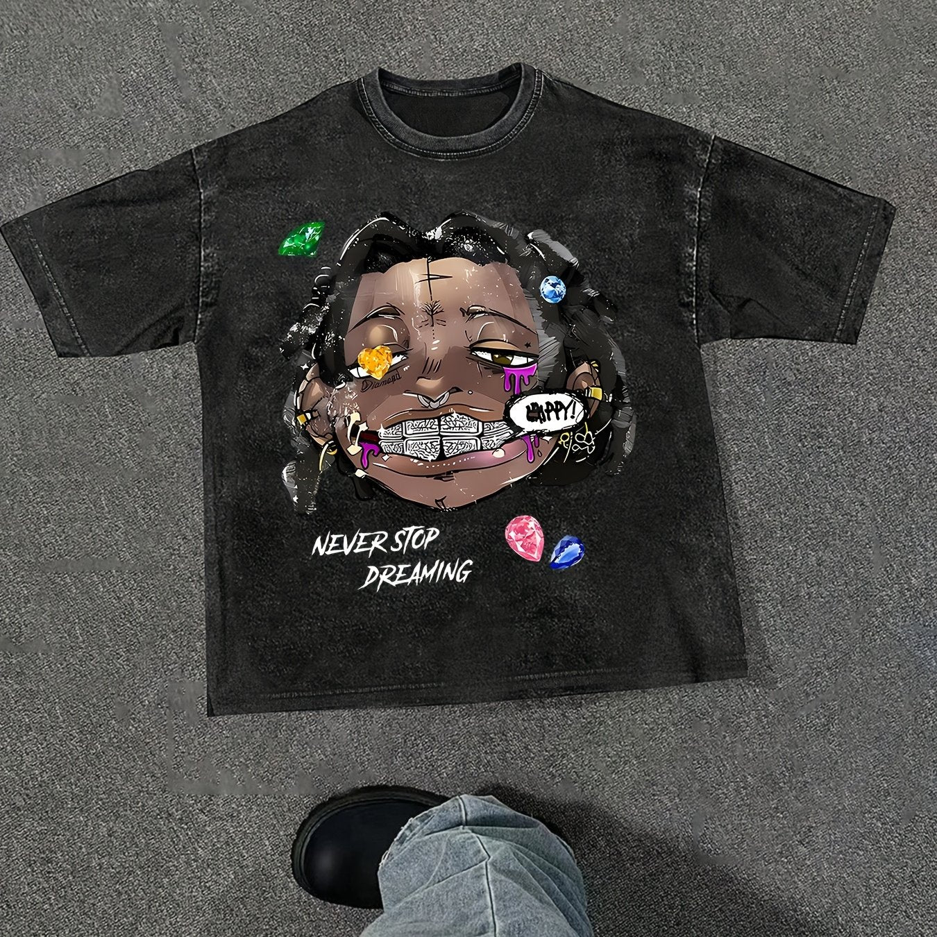 Men's "Never Stop Dreaming" Cotton Tee with Bold Graphic Print