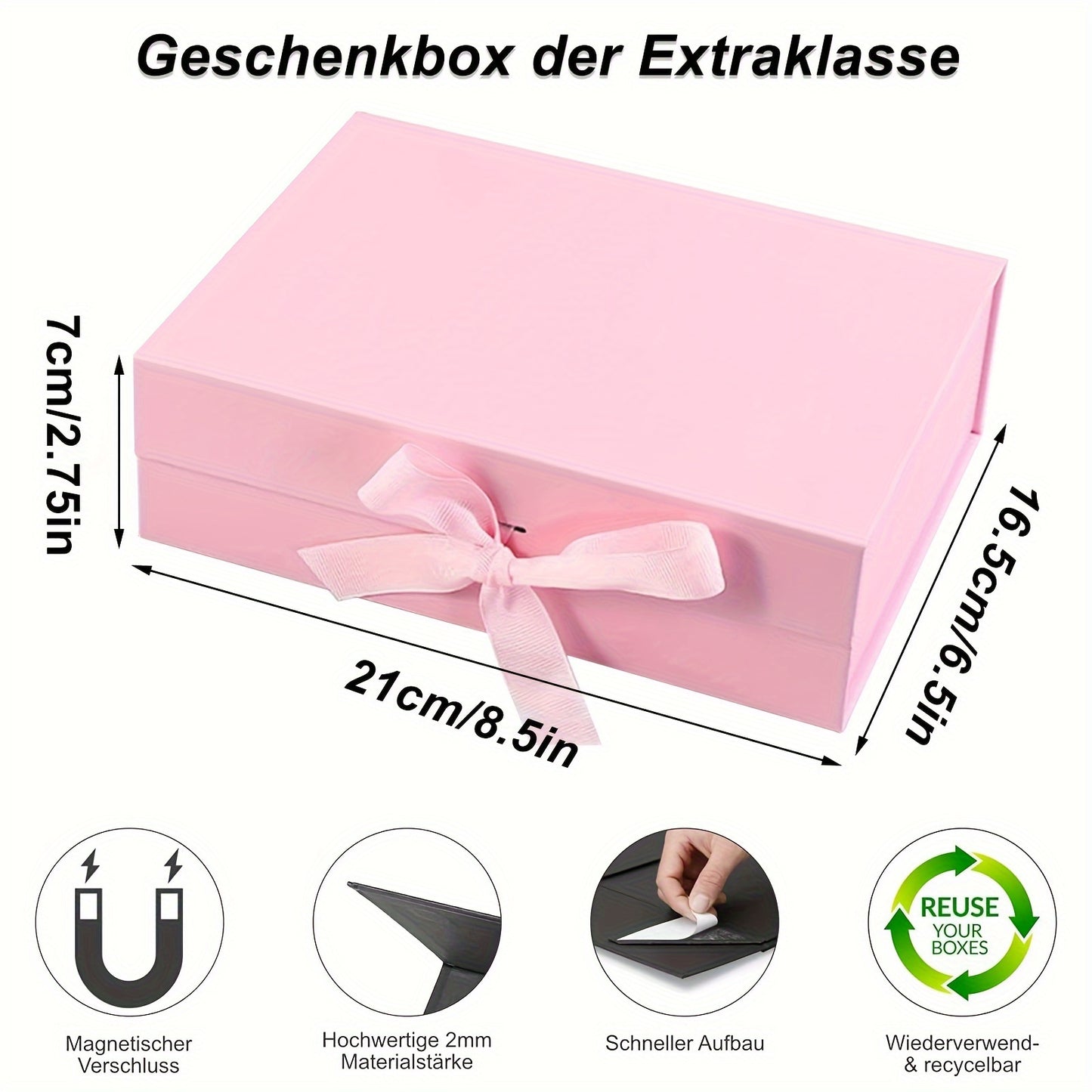 1pc Foldable Gift Box with Ribbon and Lid