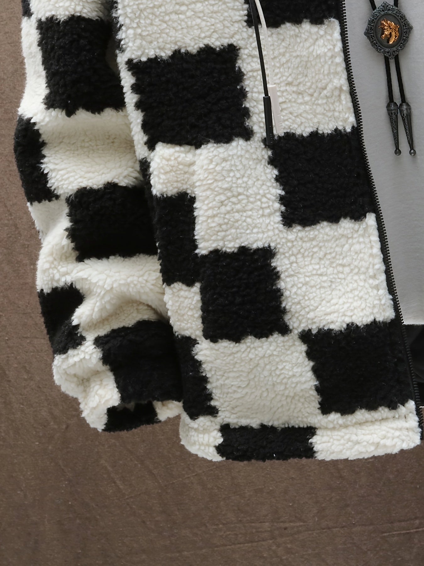 Thick Plaid Lambswool Jacket with Polar Fleece Lining