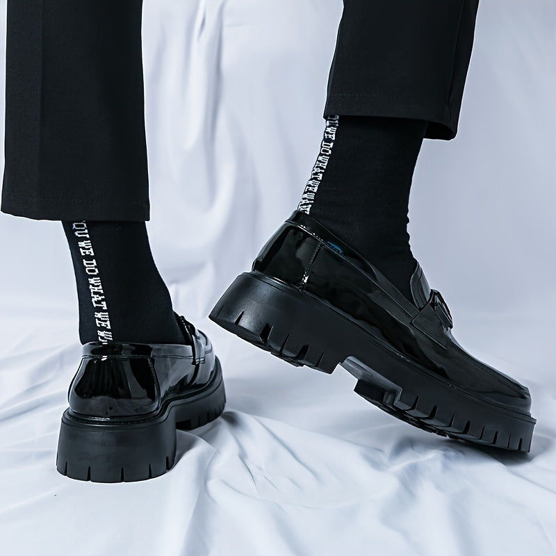 Stylish Elevated Faux Leather Loafers