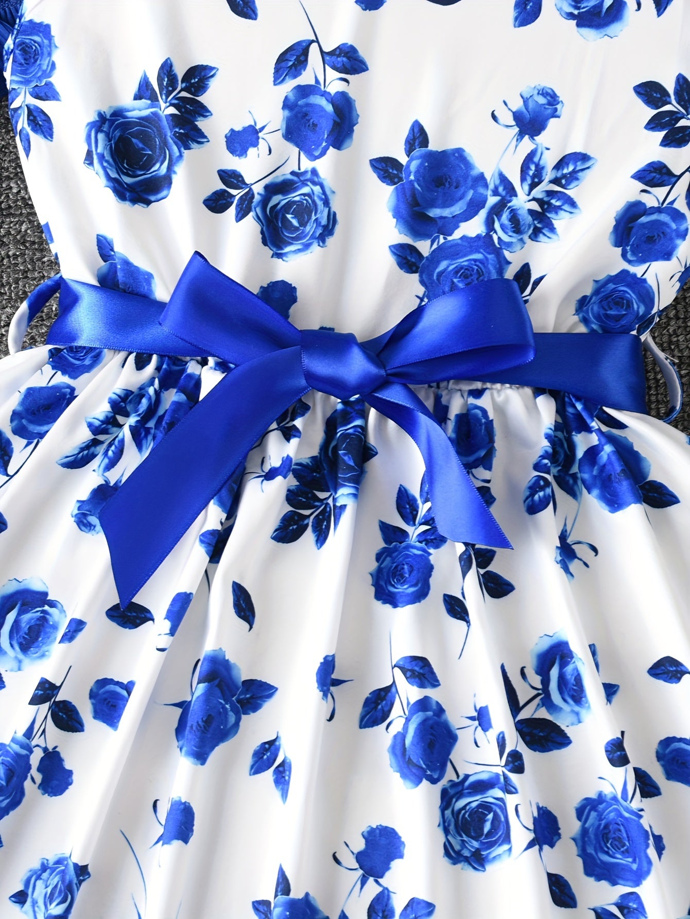 2 Piece Set Ruffle Decoration Cardigan Flower Print Sleeveless Dress