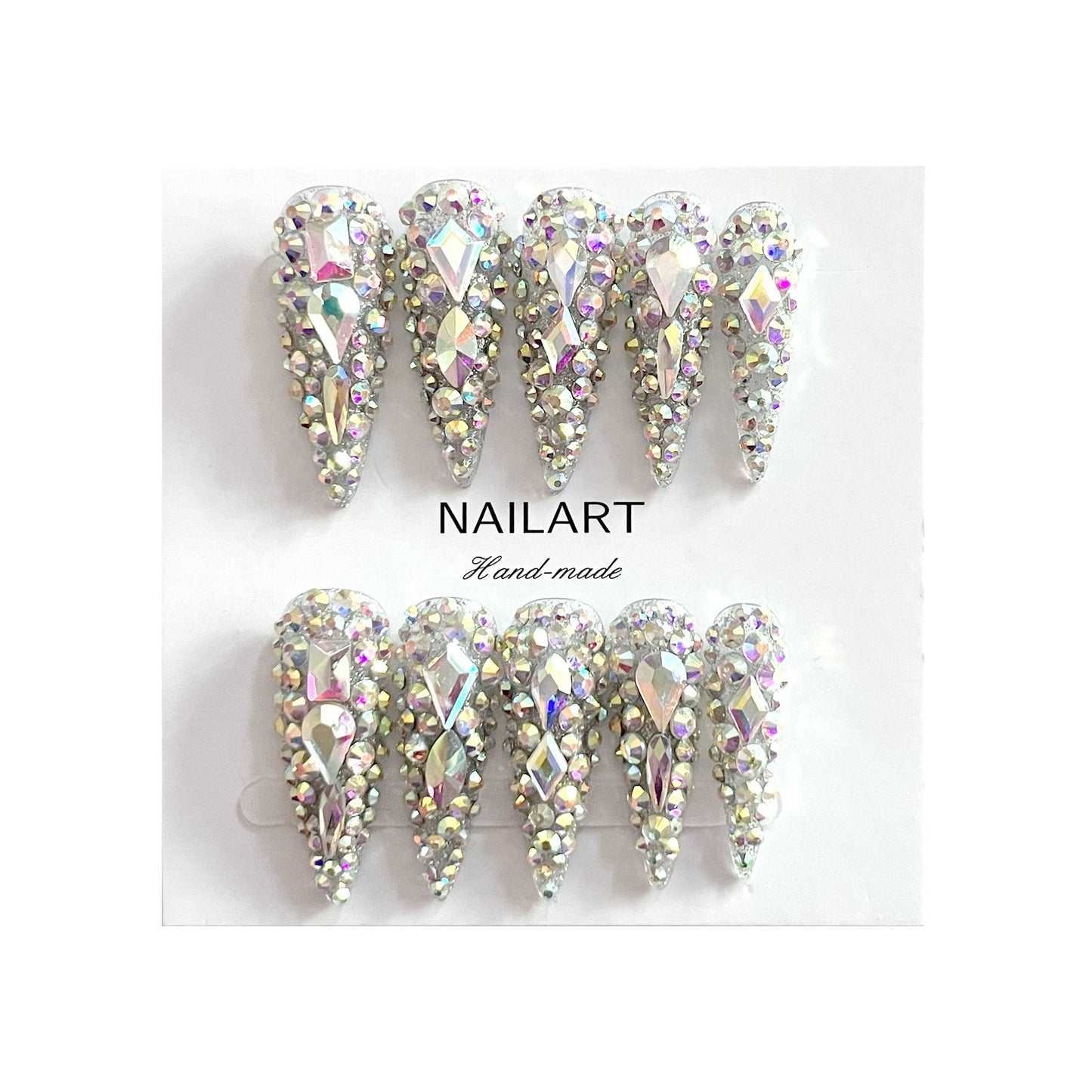 Luxurious Long Stiletto Drop Shaped Silver